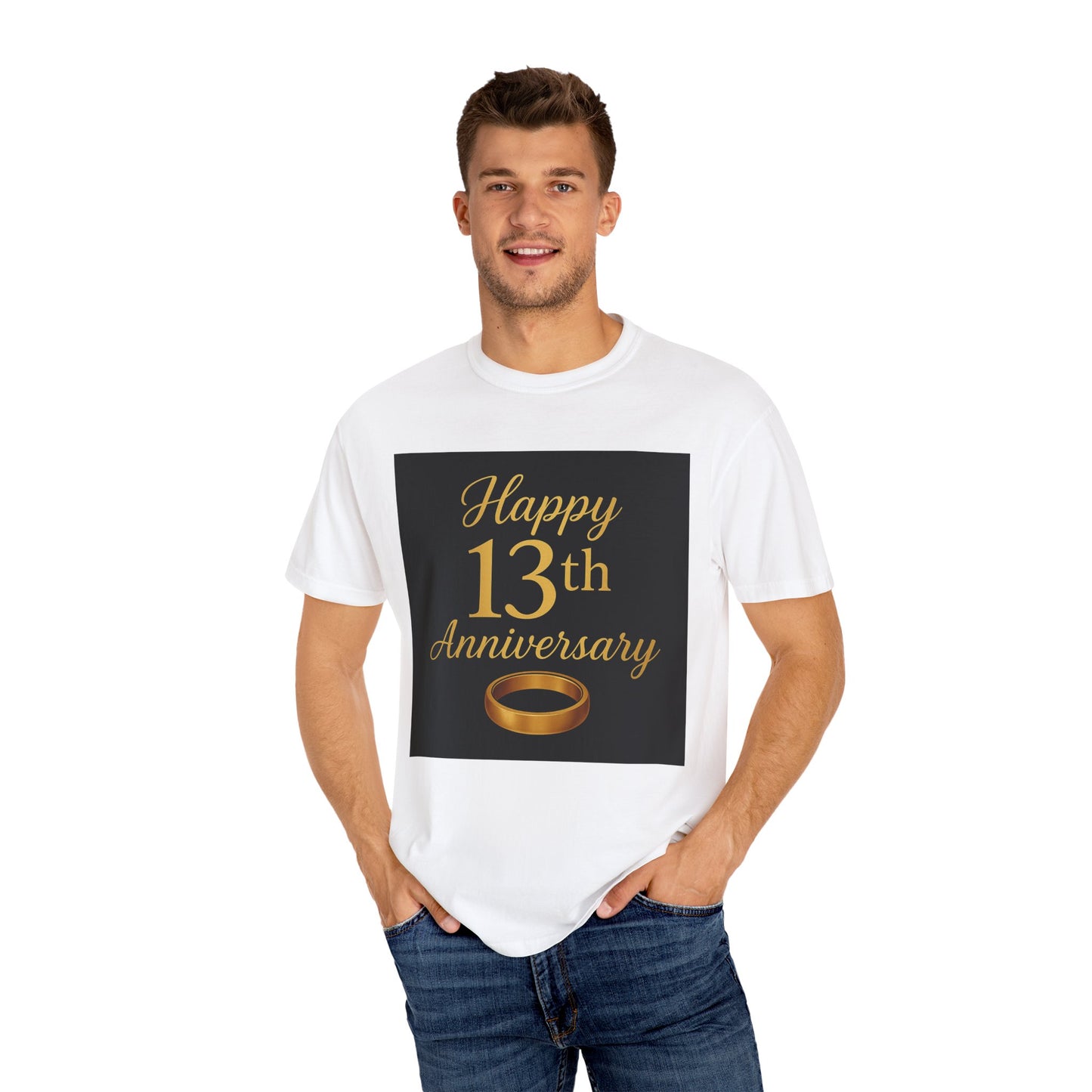 Happy 13th Anniversary T-Shirt for Couples, Unisex Cotton Tee, Anniversary Gift, Wedding Celebration Top, Reunion Party Shirt