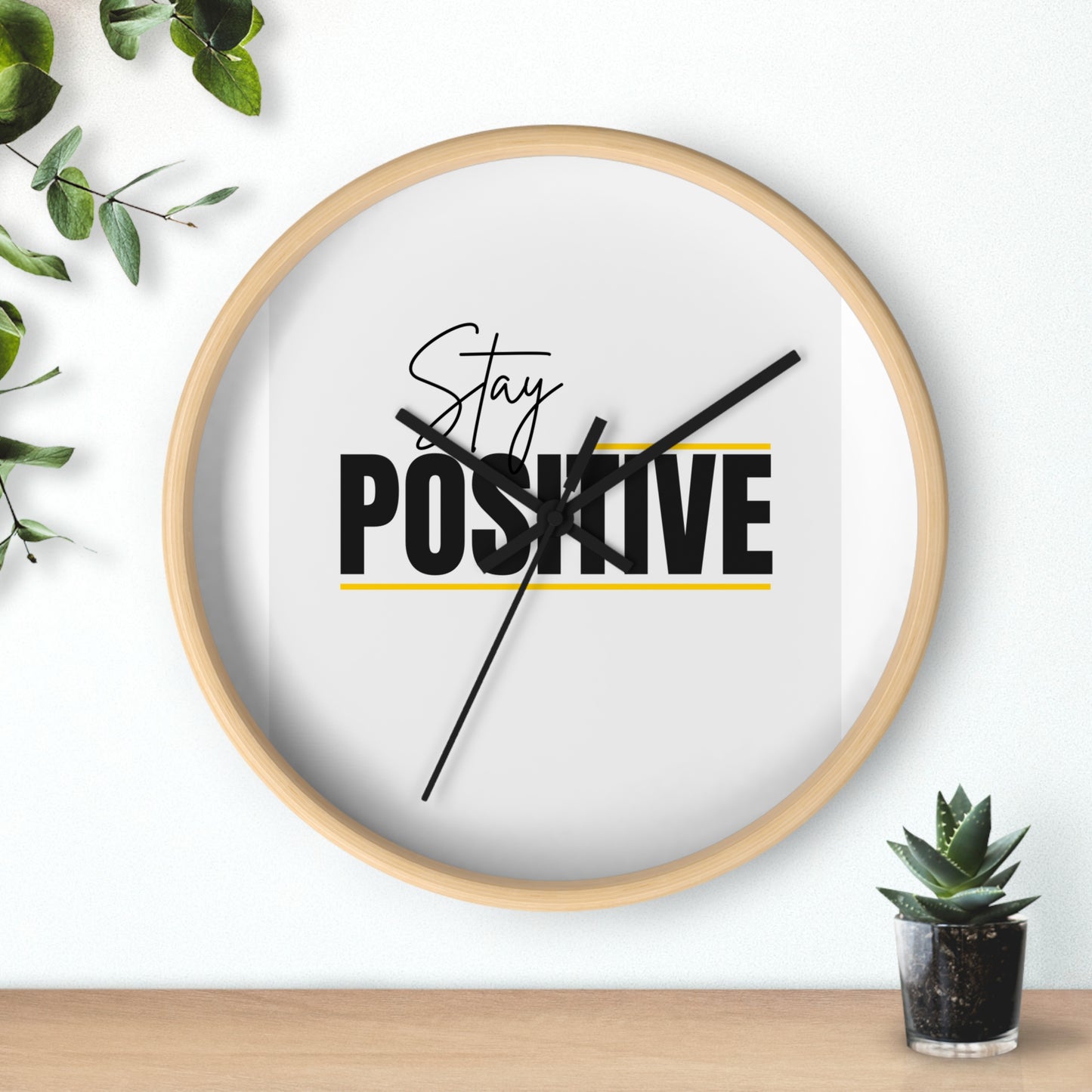 Motivational Wall Clock - Stay Positive Decor, Home Office Accessories, Gift for Friends, Positive Vibes Wall Art