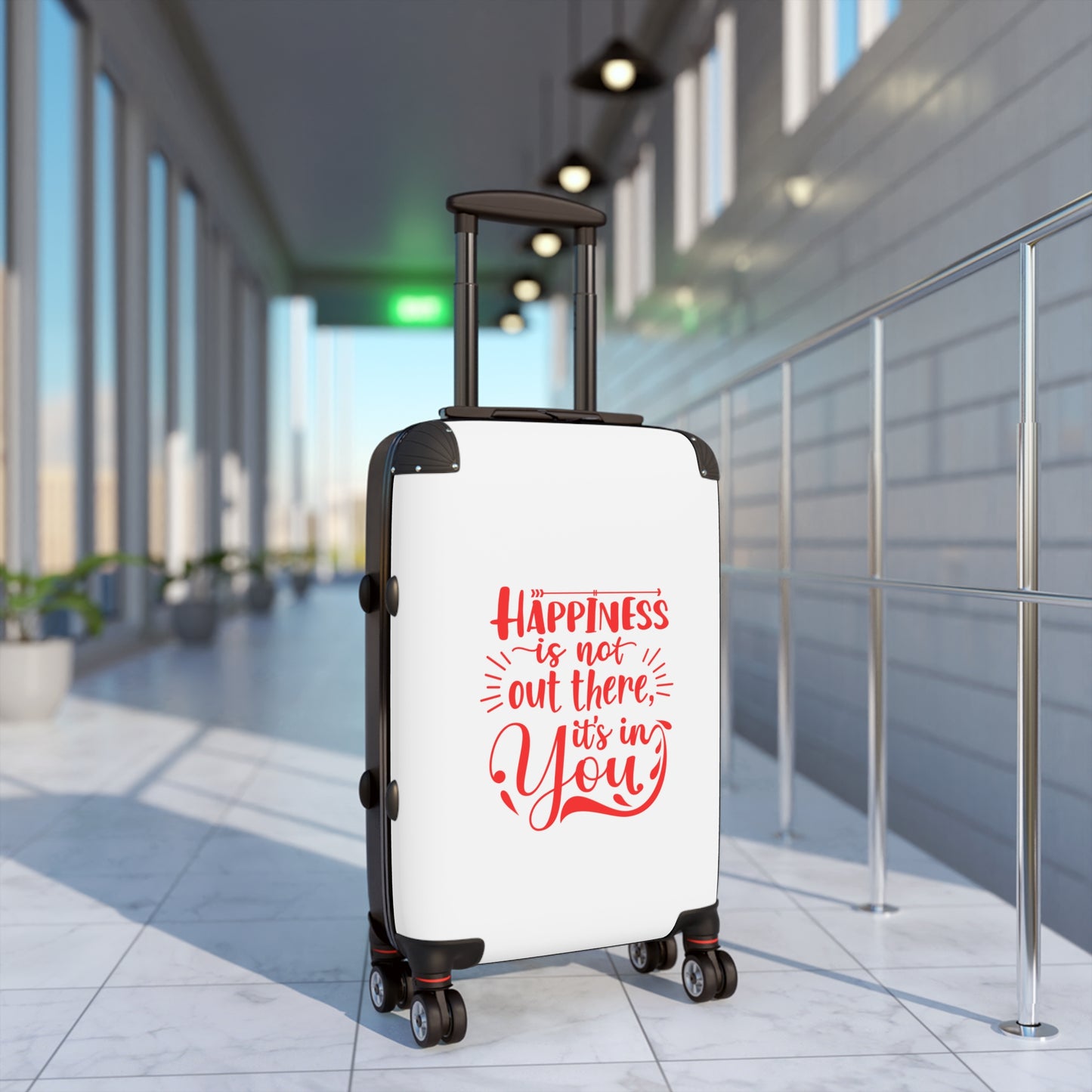 Happiness is Inside You Suitcase | Travel Luggage | Motivational Quote Case | Perfect Gift for Travelers | Carry-On Bag