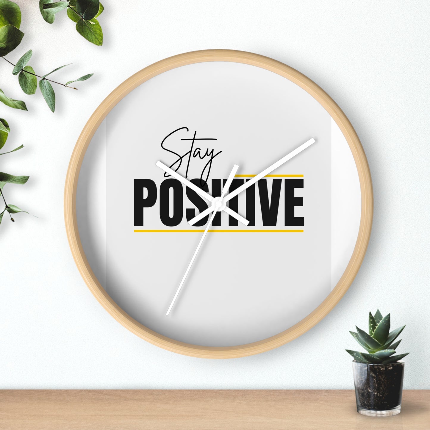 Motivational Wall Clock - Stay Positive Decor, Home Office Accessories, Gift for Friends, Positive Vibes Wall Art