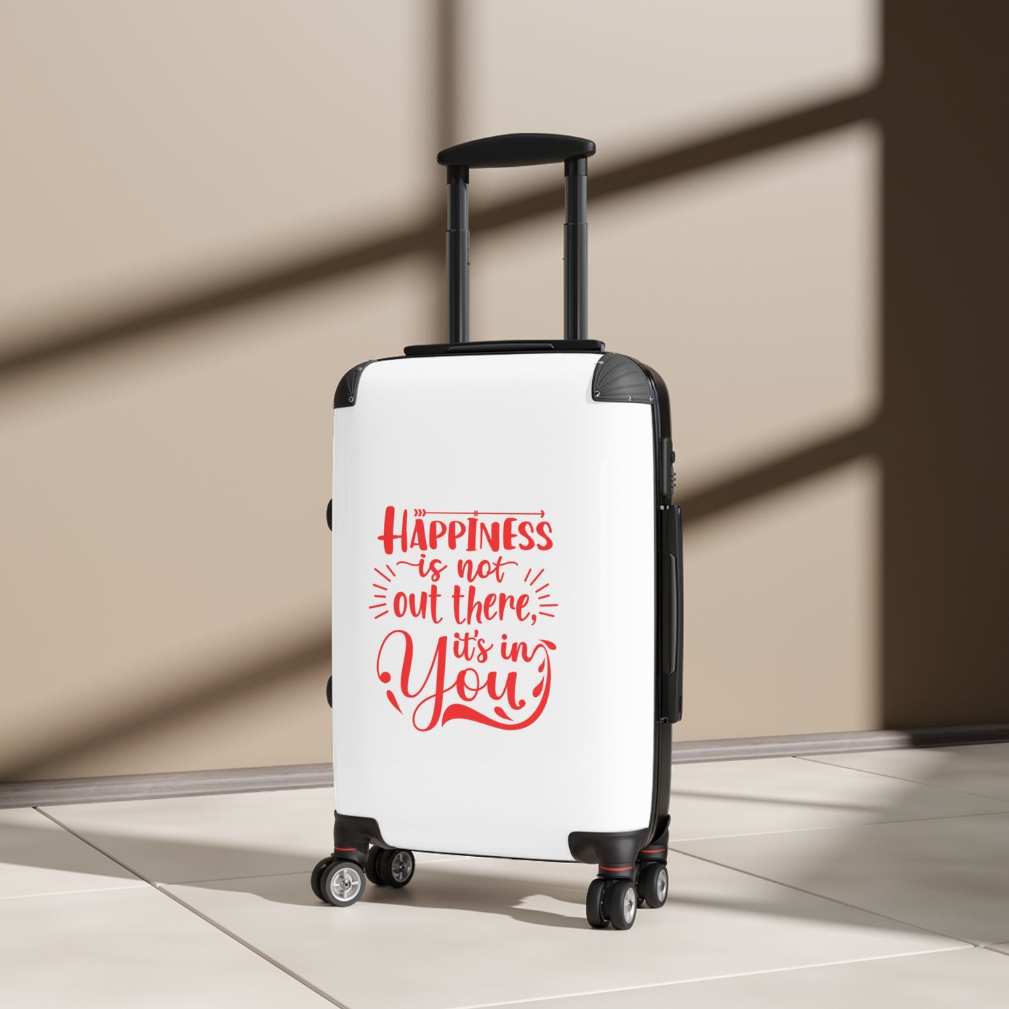 Happiness is Inside You Suitcase | Travel Luggage | Motivational Quote Case | Perfect Gift for Travelers | Carry-On Bag