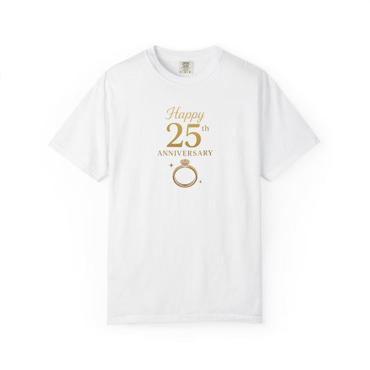 Happy 25th Anniversary Unisex Garment-Dyed T-Shirt | Anniversary Gift, Couple's Celebration, Milestone Celebration, Sweetheart Shirt, [...]