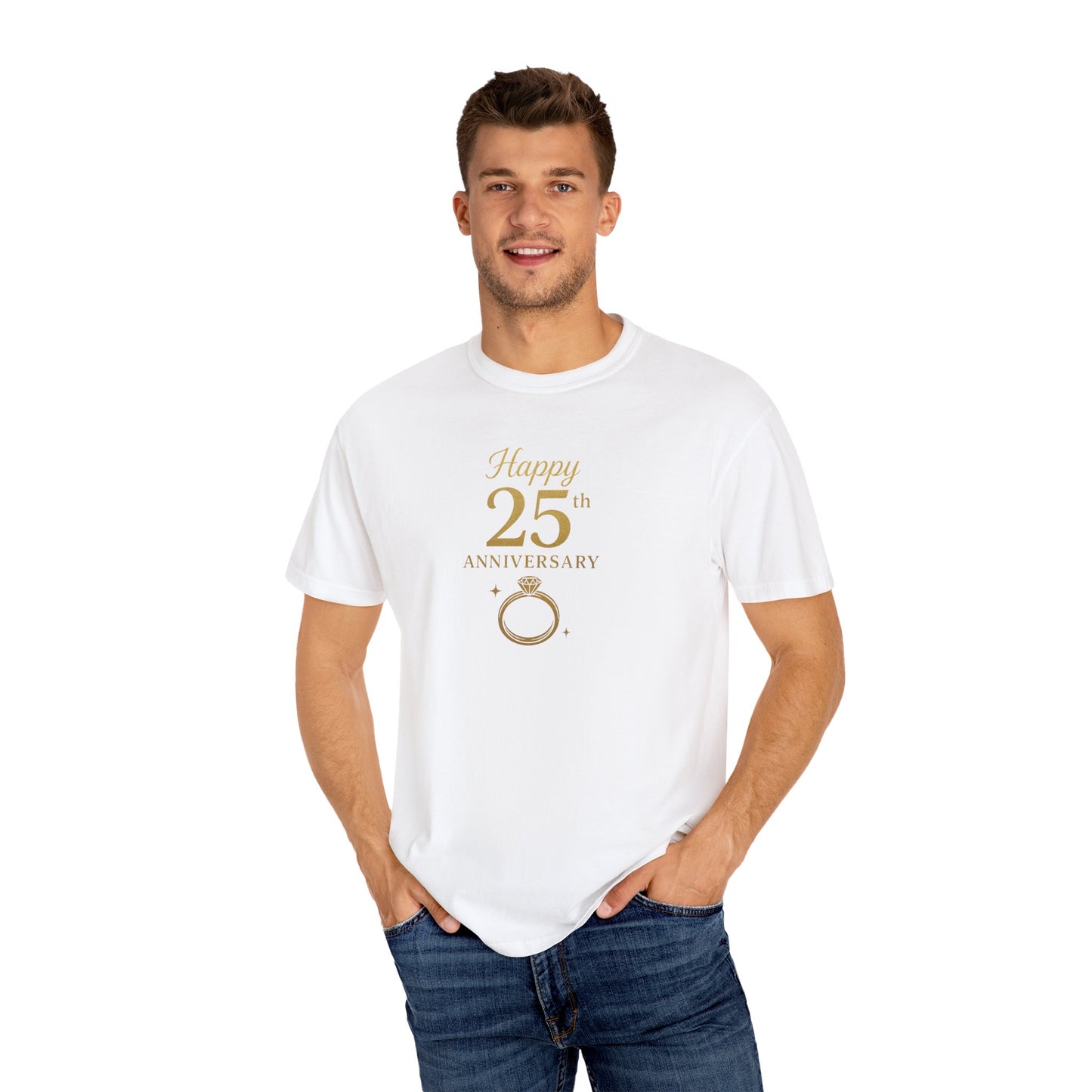 Happy 25th Anniversary Unisex Garment-Dyed T-Shirt | Anniversary Gift, Couple's Celebration, Milestone Celebration, Sweetheart Shirt, [...]