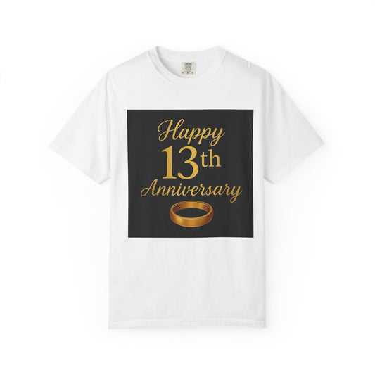 Happy 13th Anniversary T-Shirt for Couples, Unisex Cotton Tee, Anniversary Gift, Wedding Celebration Top, Reunion Party Shirt